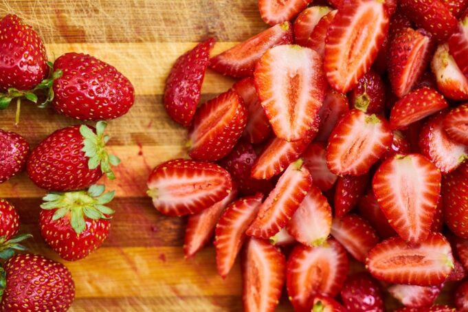 Essential need to be fit and healthy Strawberries Red Sliced Fruits Sliced Strawberries